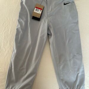 NWT Nike Vapor Select Baseball Pants Kids Grey Sz L Slim Fit Athlete Sports